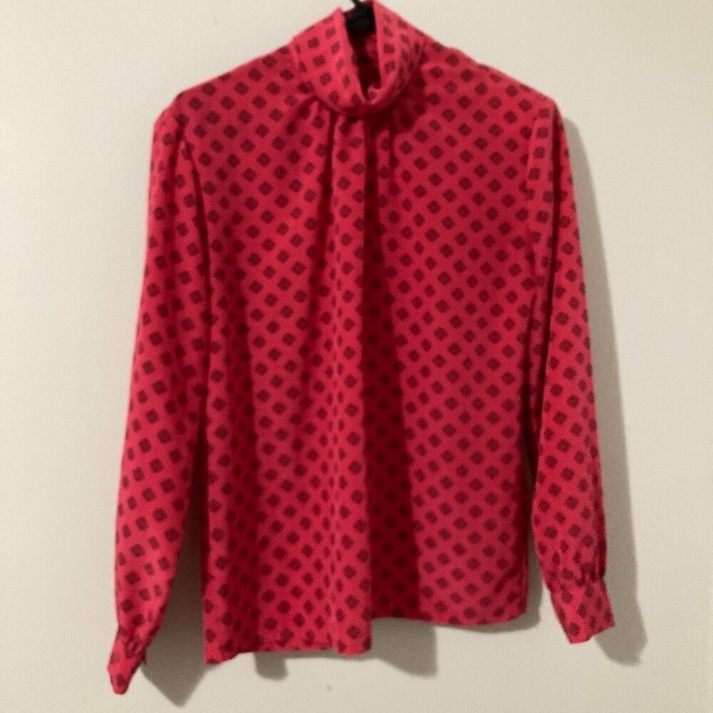 Pendleton Top Womens 6 Red Pattern Turtleneck Fall Core Vintage 80s Bold Retro